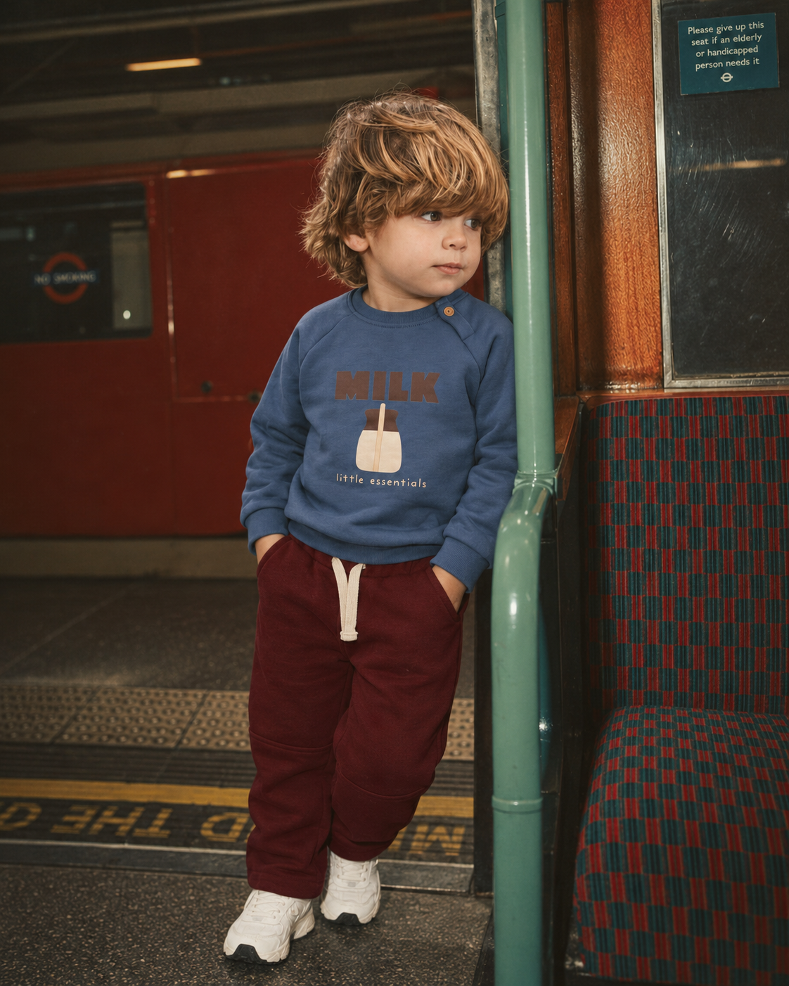 Milk Figürlü Düğmeli Omuz Bebek Sweatshirt | 6 Ay–4 Yaş | RG405 - İNDİGO
