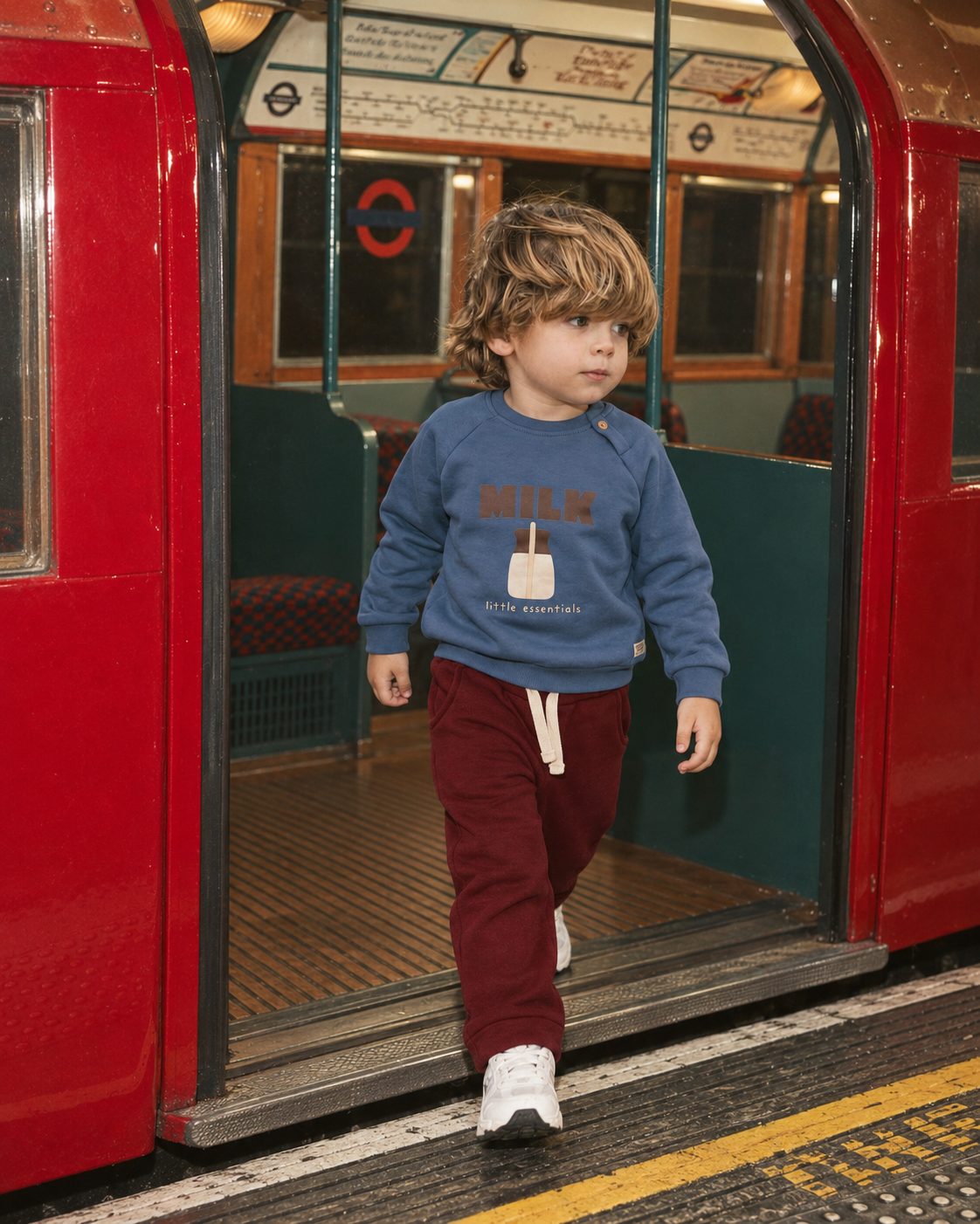 Milk Figürlü Düğmeli Omuz Bebek Sweatshirt | 6 Ay–4 Yaş | RG405 - İNDİGO