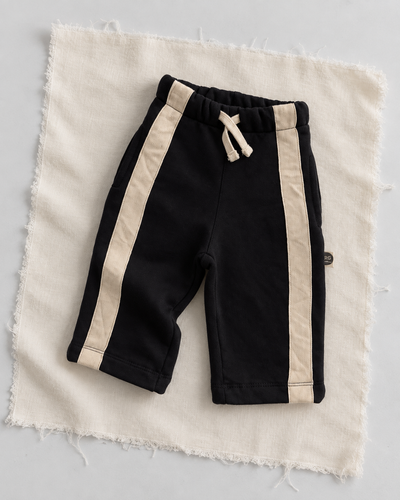 Bebek Şeritli Pantolon | 3 İplik Şardonlu | 6 Ay–4 Yaş | Kız & Erkek | RG Brand | RG406 - SİYAH