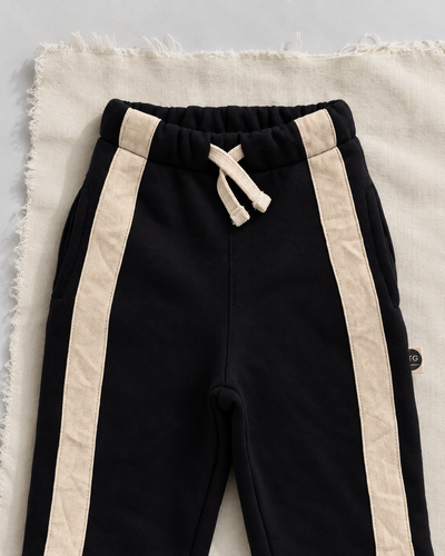 Bebek Şeritli Pantolon | 3 İplik Şardonlu | 6 Ay–4 Yaş | Kız & Erkek | RG Brand | RG406 - SİYAH