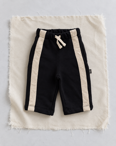 Bebek Şeritli Pantolon | 3 İplik Şardonlu | 6 Ay–4 Yaş | Kız & Erkek | RG Brand | RG406 - SİYAH