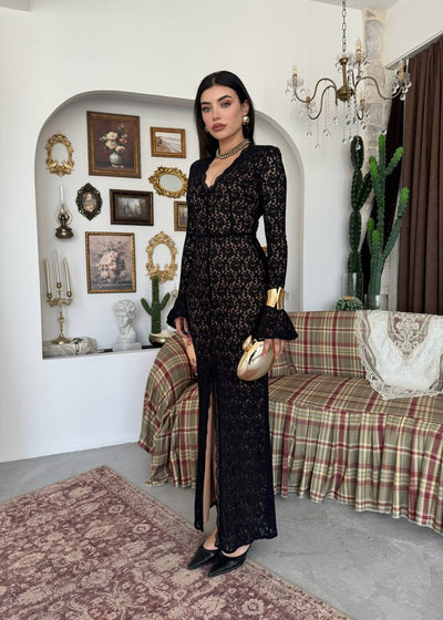Ruyon Yırtmaç Detaylı Elbise