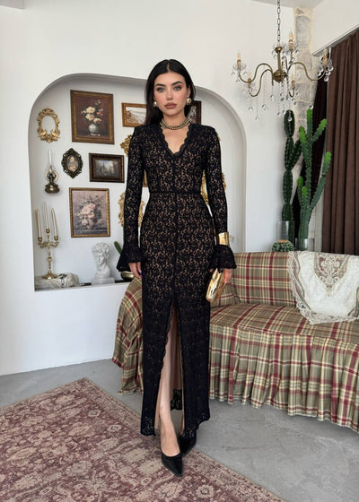 Ruyon Yırtmaç Detaylı Elbise