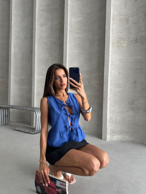 Topshow Saks Önden Baglamalı Toptan Bluz