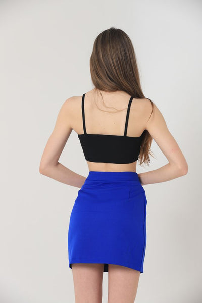 Wholesale Knee-Length Skirt with Waist Chain - Sapphire Blue | TOPSHOW