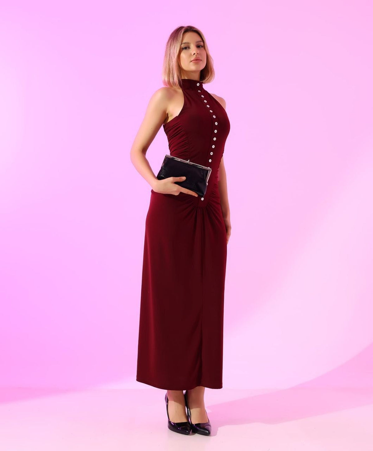 ROCHIE DETALIU BUTON LYCRA PLIN SANDY