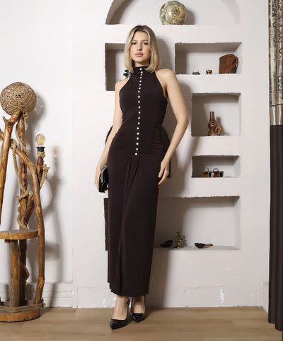 ROCHIE DETALIU BUTON LYCRA PLIN SANDY