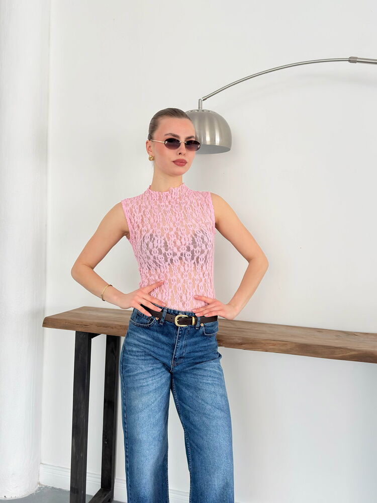 Bluză fără mâneci din dantelă, en-gros - Roz | Topshow