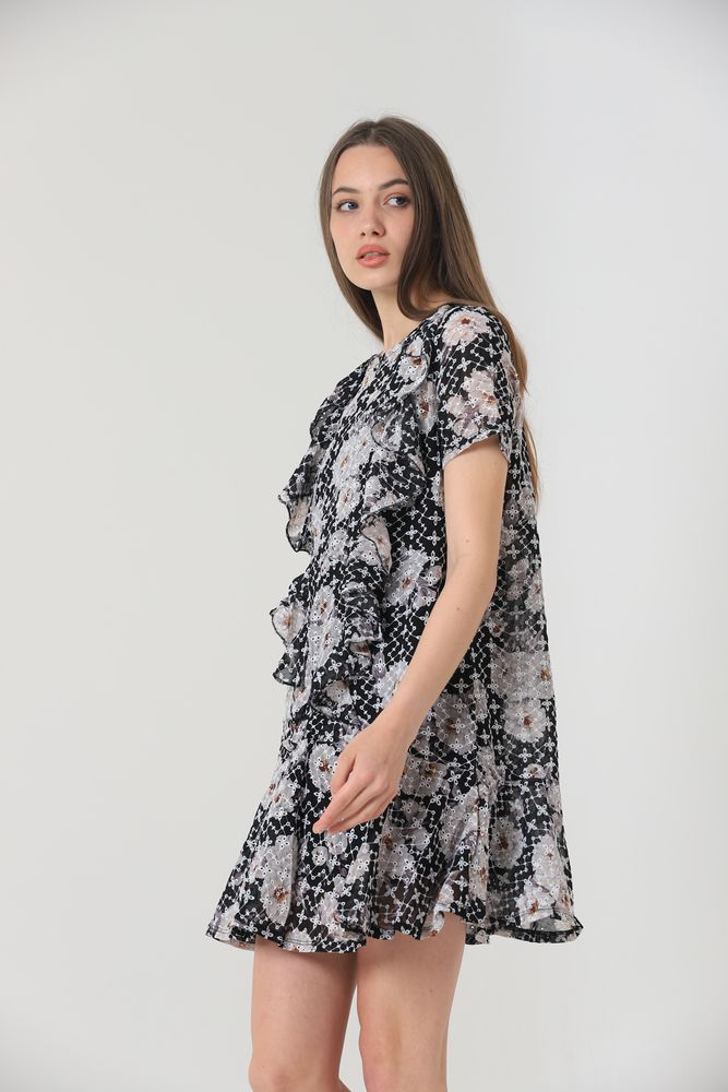 Rochii negre cu model floral Topshow, en-gros