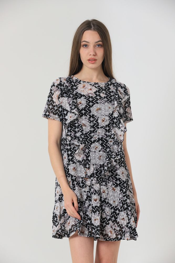 Rochii negre cu model floral Topshow, en-gros