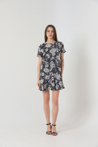Rochii negre cu model floral Topshow, en-gros