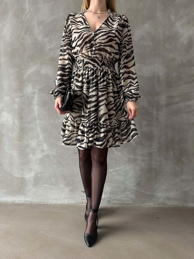 Rochie cu dungi leopard, en-gros - Negru