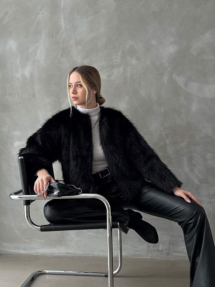 Topshow Black Faux Fur Wholesale Jacket | F1615