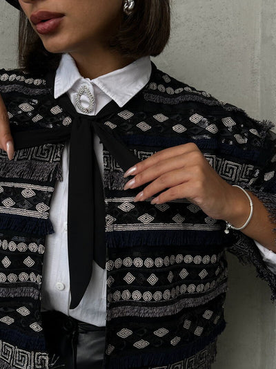 Wholesale Blouse with Tie Detail - Black