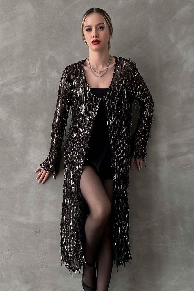Long Wholesale Cardigan - Black Gold