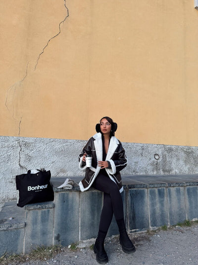 Wholesale Fur-Lined Coat - Black Cream