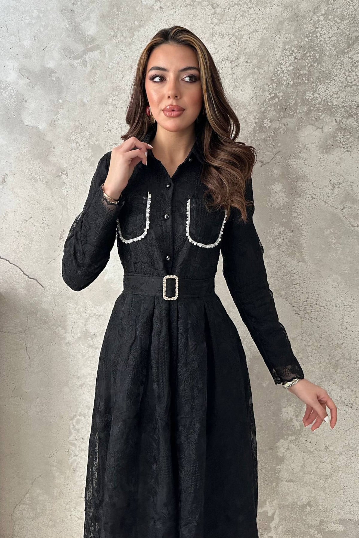 Rochie neagră cu pietre