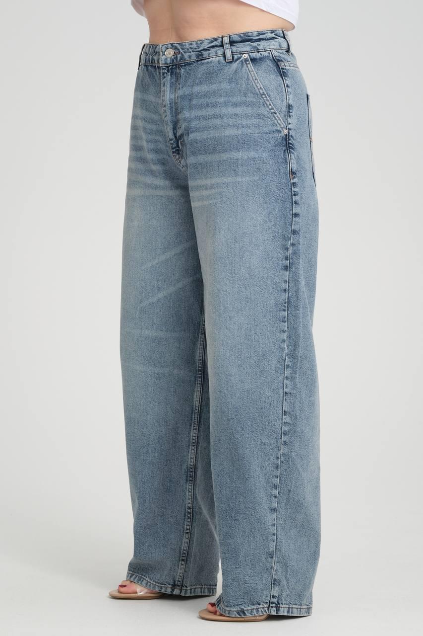 Yüksek Bel Bol kesim Blue Skater Jean Pantolon