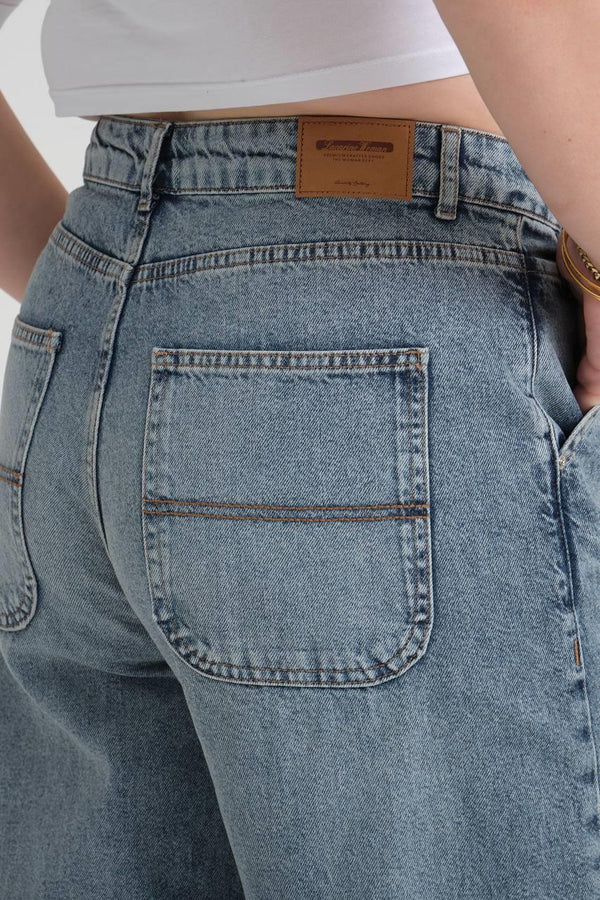 Yüksek Bel Bol kesim Blue Skater Jean Pantolon