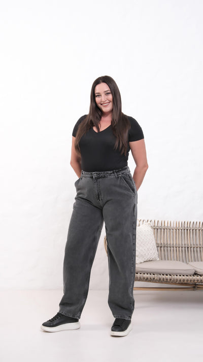 High-Waisted Plus Size Anthracite Jean Pants