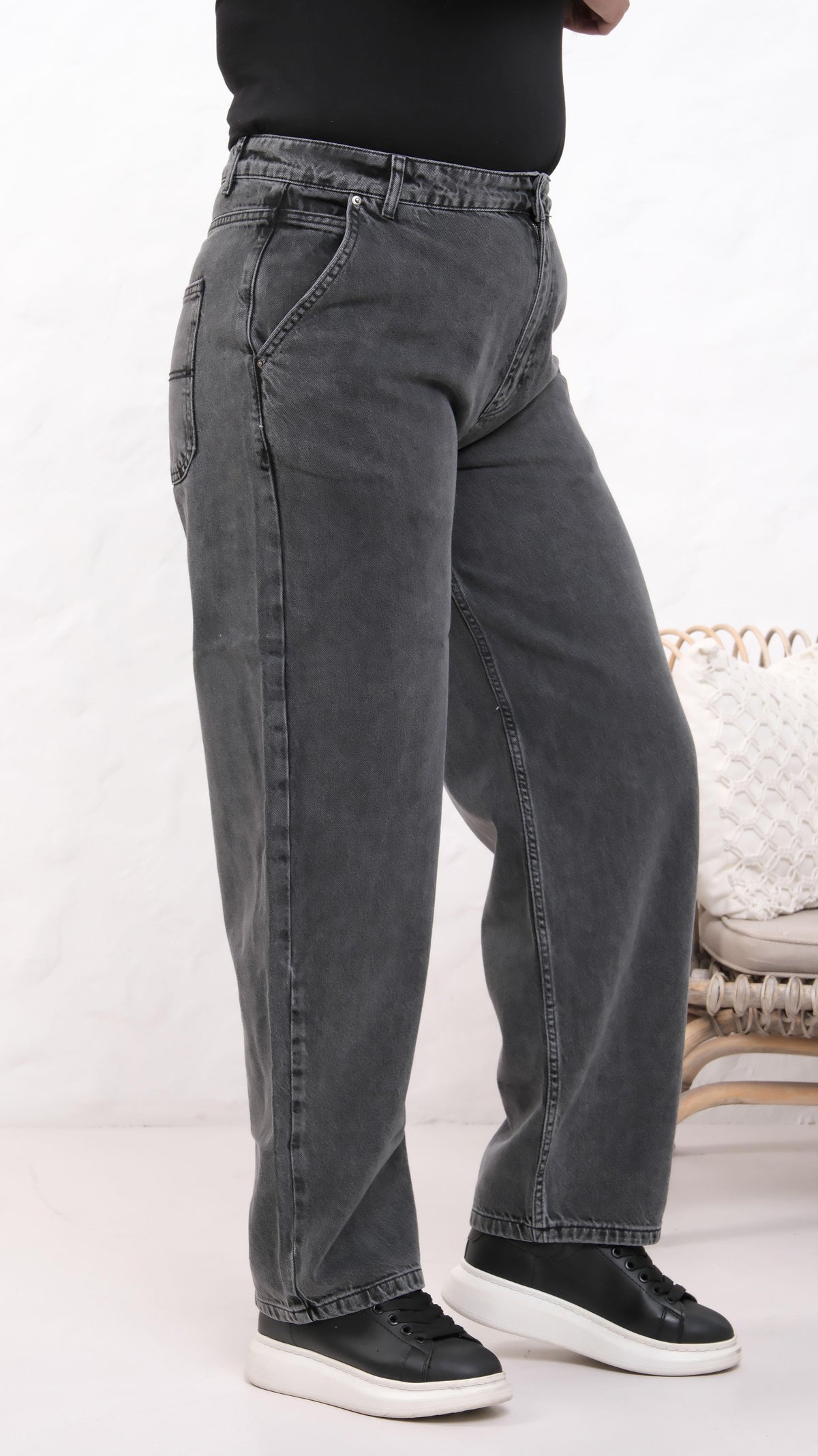 High-Waisted Plus Size Anthracite Jean Pants