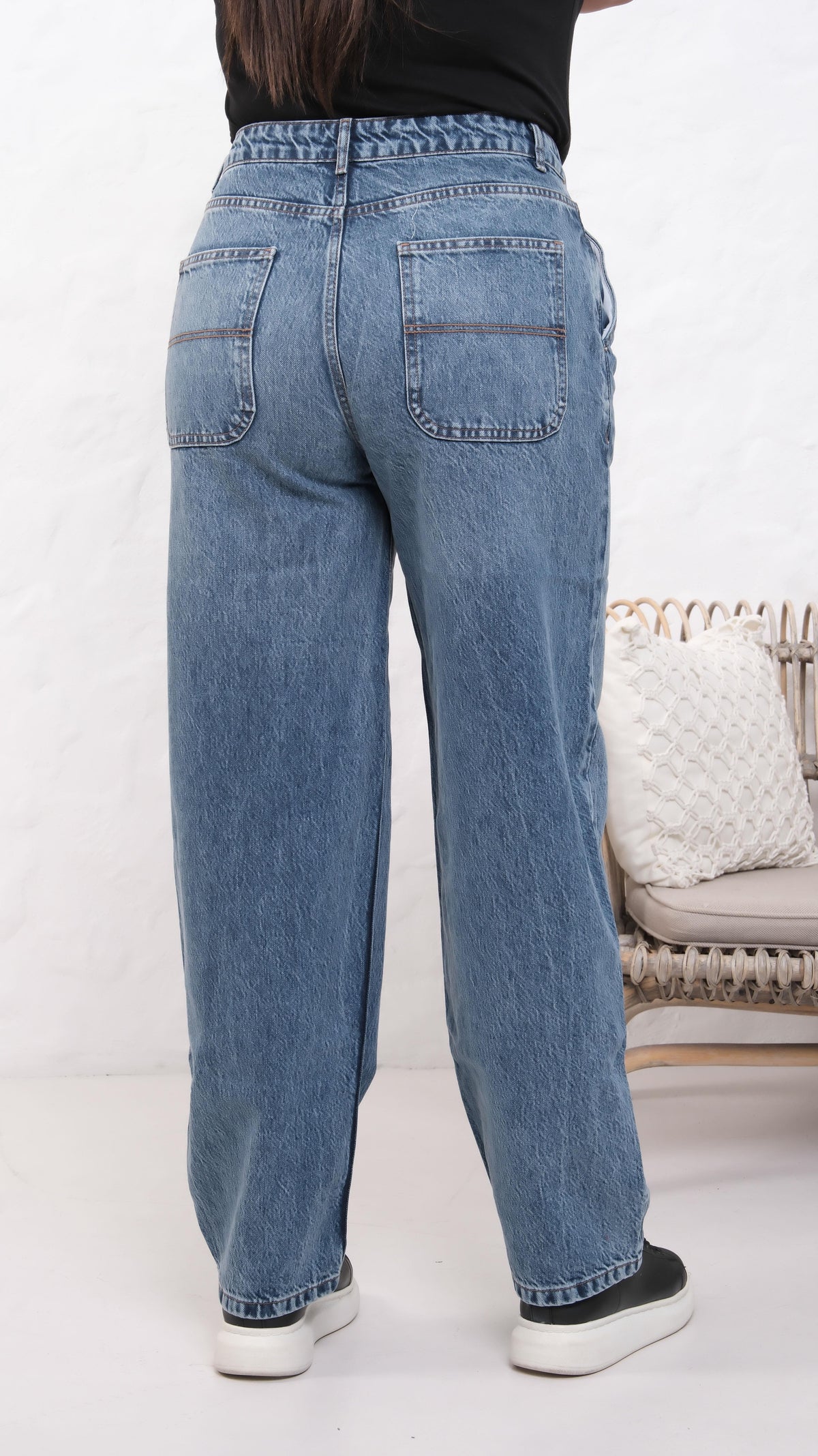 High Waist Plus Size Dark Blue Jean Pants