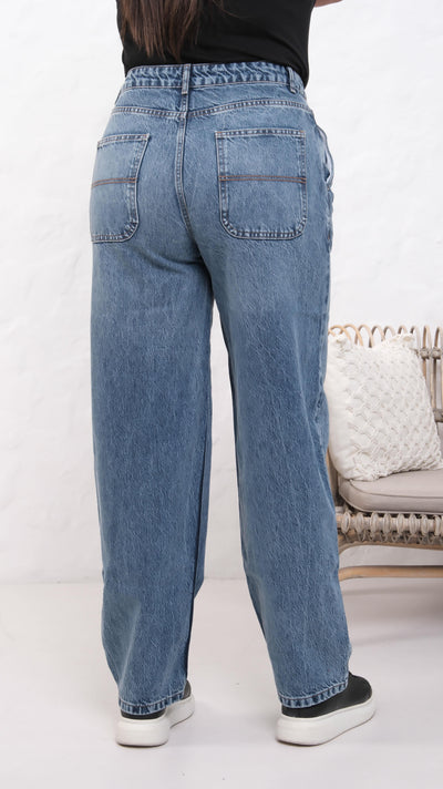 High Waist Plus Size Dark Blue Jean Pants