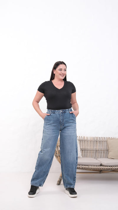 High Waist Plus Size Dark Blue Jean Pants