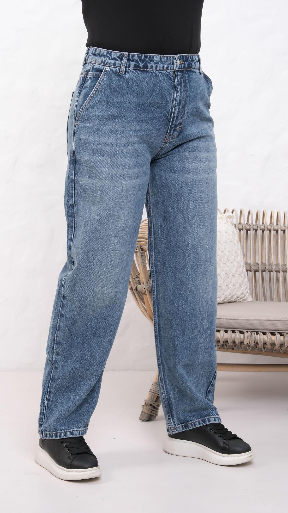 High Waist Plus Size Dark Blue Jean Pants