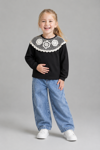 SWEATSHIRT 3-6 Ani Jacquard Tricot LR-01265 - Negru