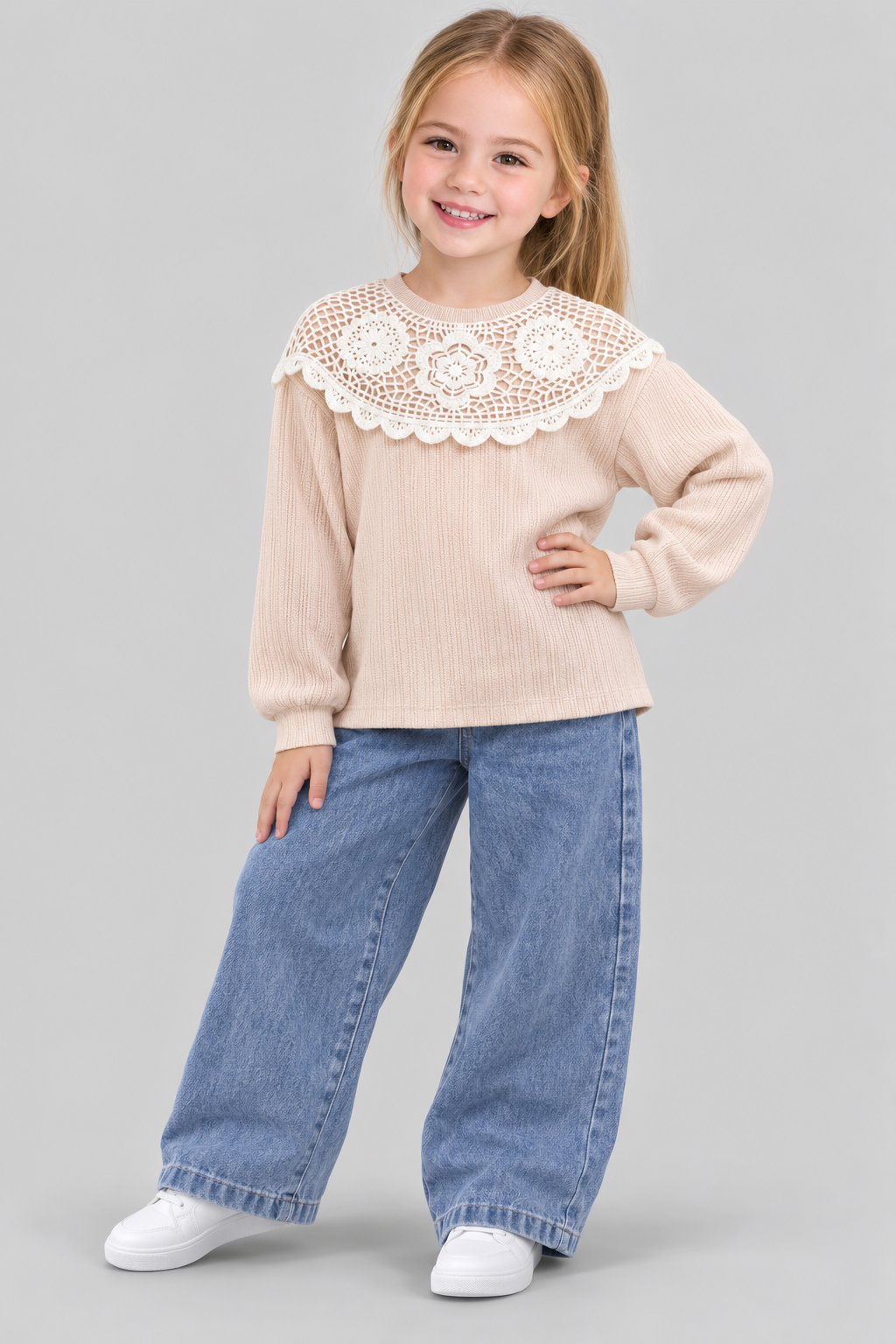 SWEATSHIRT 3-6 Ani Jacquard Tricot LR-01265 - Latte