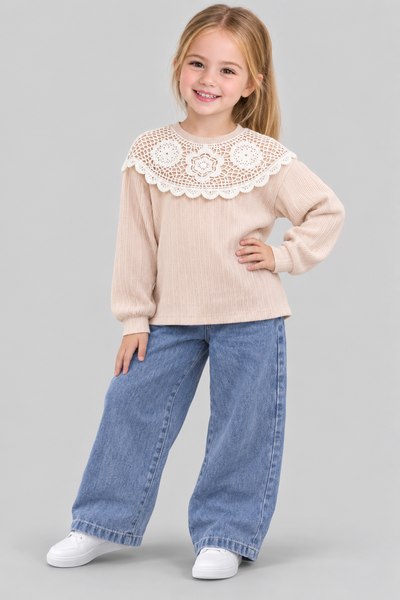 SWEAT  3-6 YAŞ JAKARLI ÖRME LR-01265 - Latte