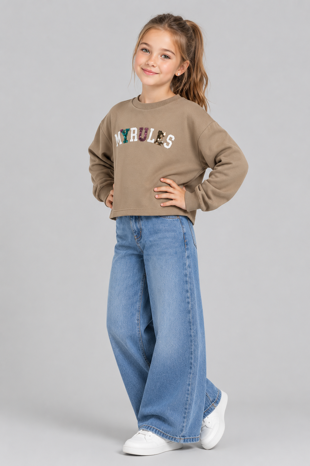 BLUZA 6-9 ANI CU DOUA FIRE Lr24-0535 - Gri