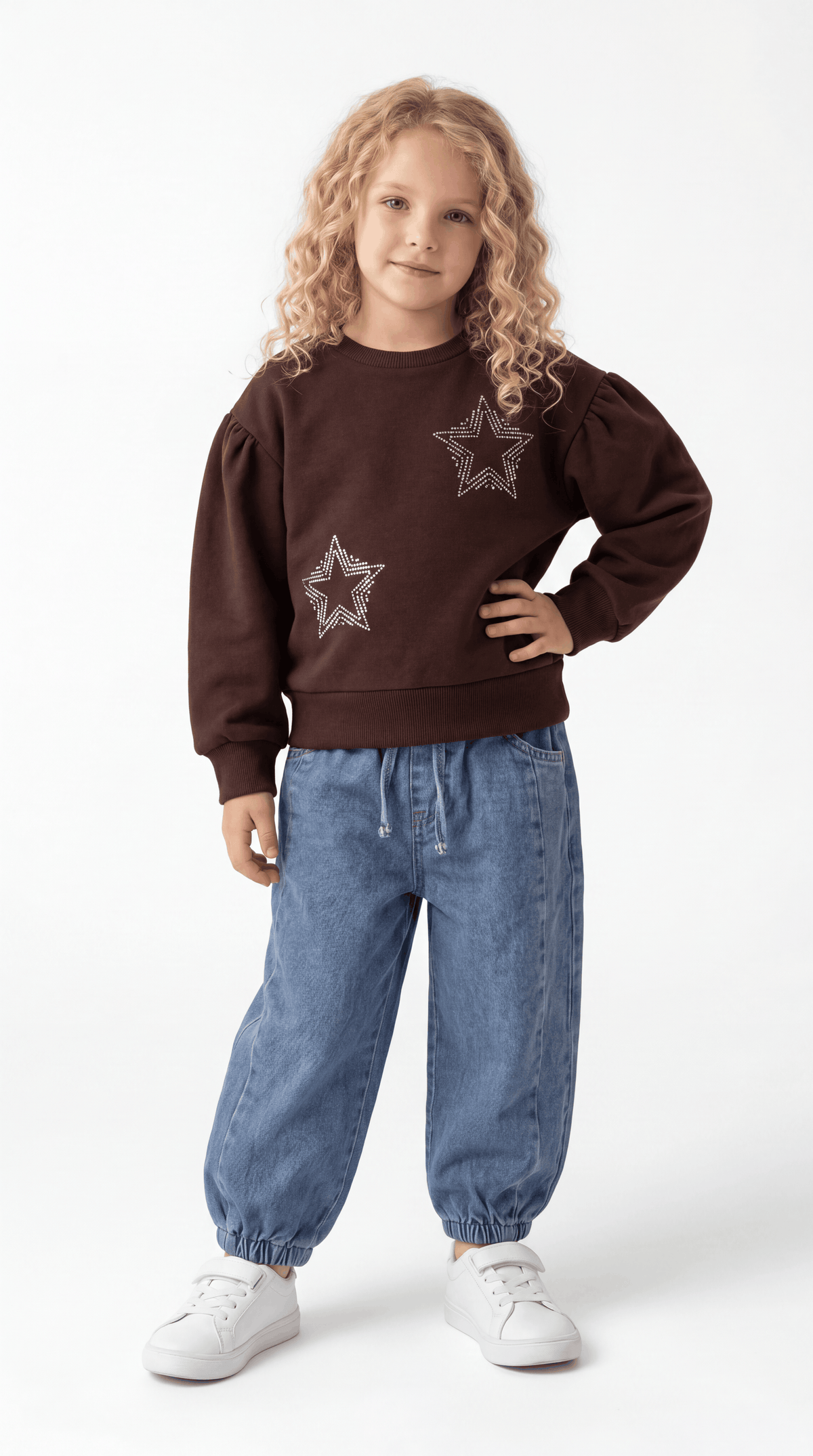 SWEAT 7-10 YAŞ DİYAGONEL ÜÇİP LR-9066 - Kahve