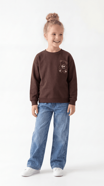 SWEAT 7-10 YAŞ ÜÇİP LR-9026 - Kahve