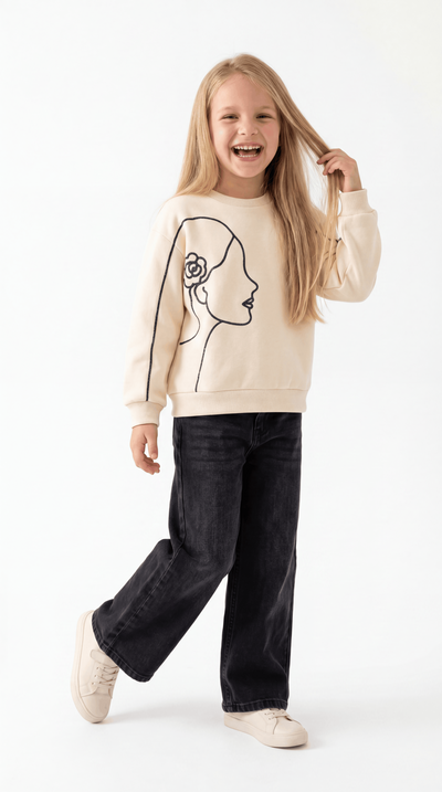 SWEAT 7-10 YAŞ ÜÇİP LR-9126 - Ekru