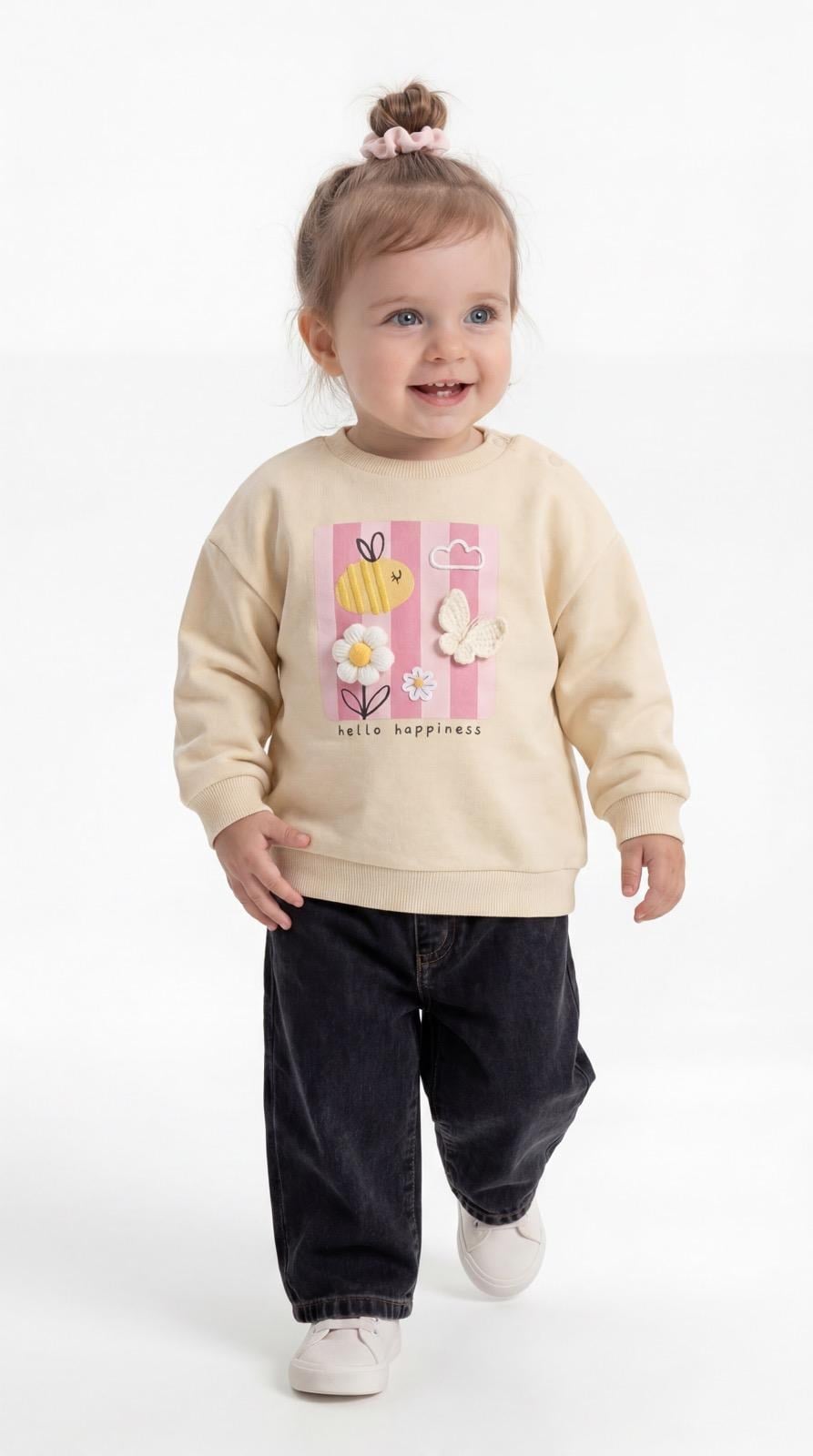 SWEAT 9-24 AY DİYAGONEL İKİİP LR-8096 - Pembe