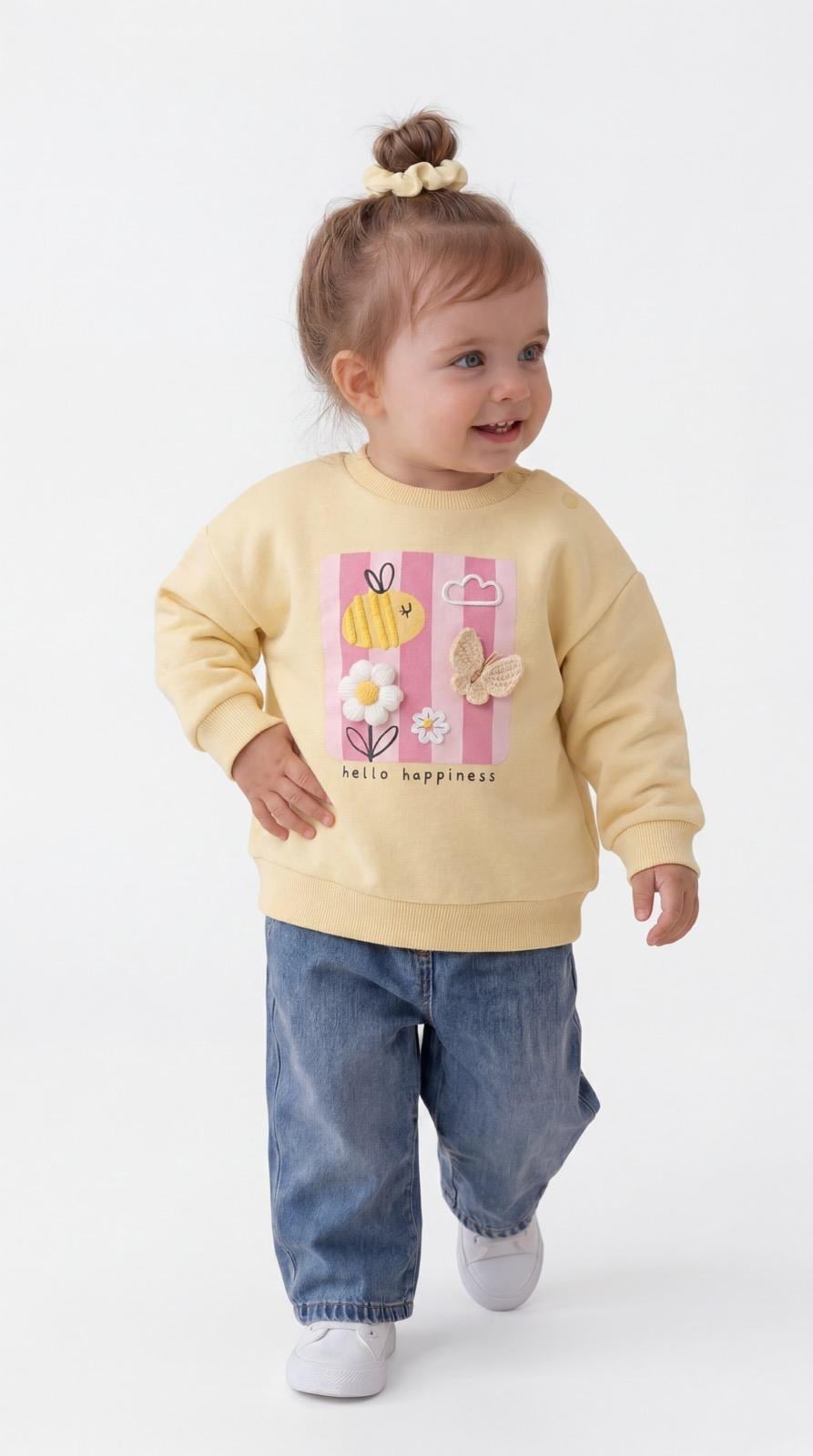SWEAT 9-24 AY DİYAGONEL İKİİP LR-8096 - Pembe
