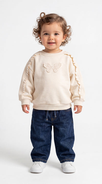 SWEAT 9-24 AY ÜÇİP LR-8026 - Ekru