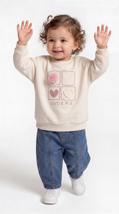 SWEAT 9-24 AY ÜÇİP LR-8046 - Ekru