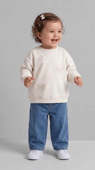 SWEAT  9-24 AY ÜÇİP LR-8626-1 - Ekru