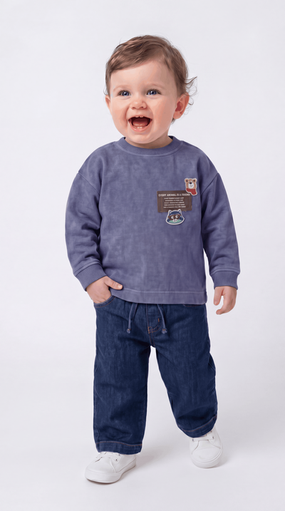 SWEAT 9-24 AY YIKAMALI ÜÇİP G-10036 - İndigo