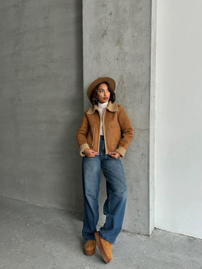 Suede Plush Wholesale Coat - Tan Tan