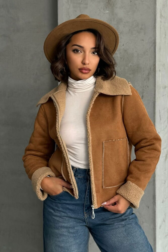Suede Plush Wholesale Coat - Tan Tan
