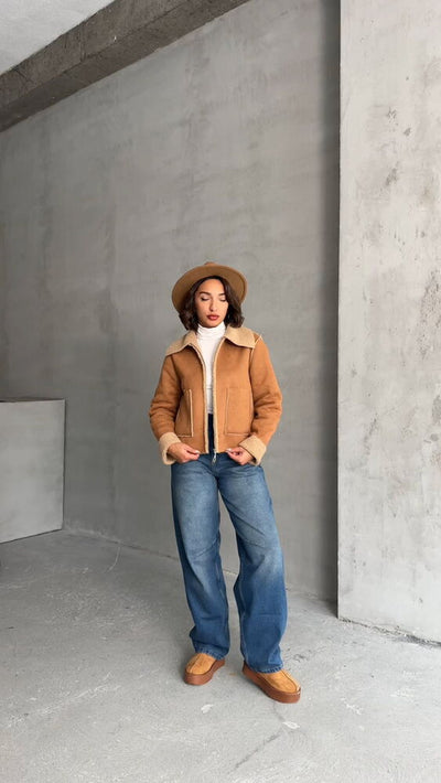 Suede Plush Wholesale Coat - Tan Tan