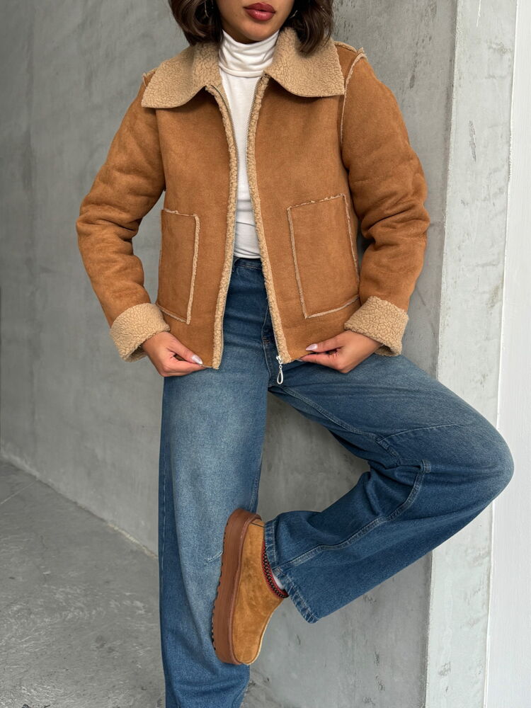 Suede Plush Wholesale Coat - Tan Tan