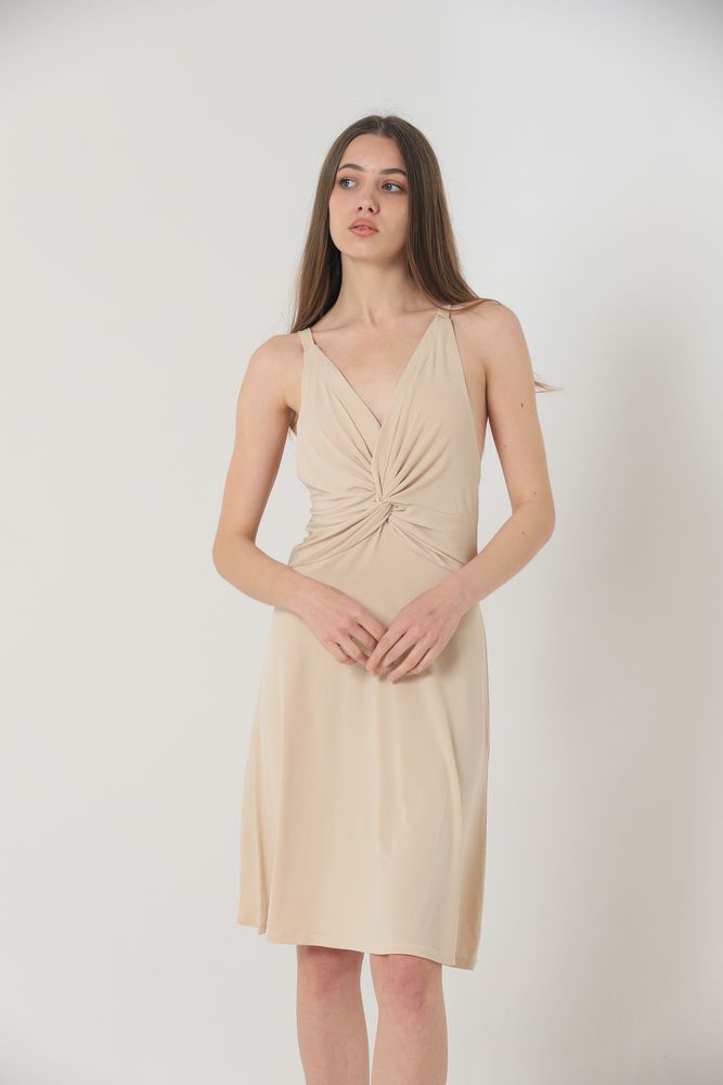 Topshow Stone Strappy V-Neck Knee-Length Wholesale Dress