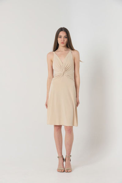 Topshow Stone Strappy V-Neck Knee-Length Wholesale Dress