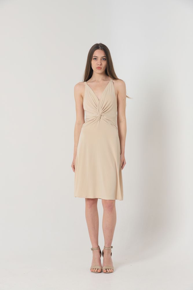 Topshow Stone Strappy V-Neck Knee-Length Wholesale Dress