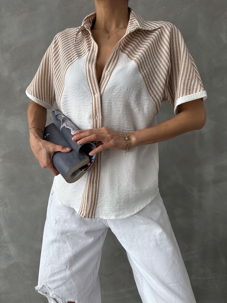 Topshow Stone Stripe Detailed Drop Shoulder Wholesale Shirt